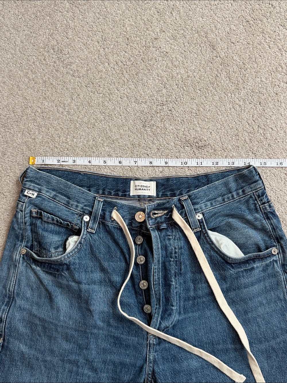 Citizens of Humanity Brynn Drawstring Denim Trouser Wide Leg Size 27 - Picture 7 of 9